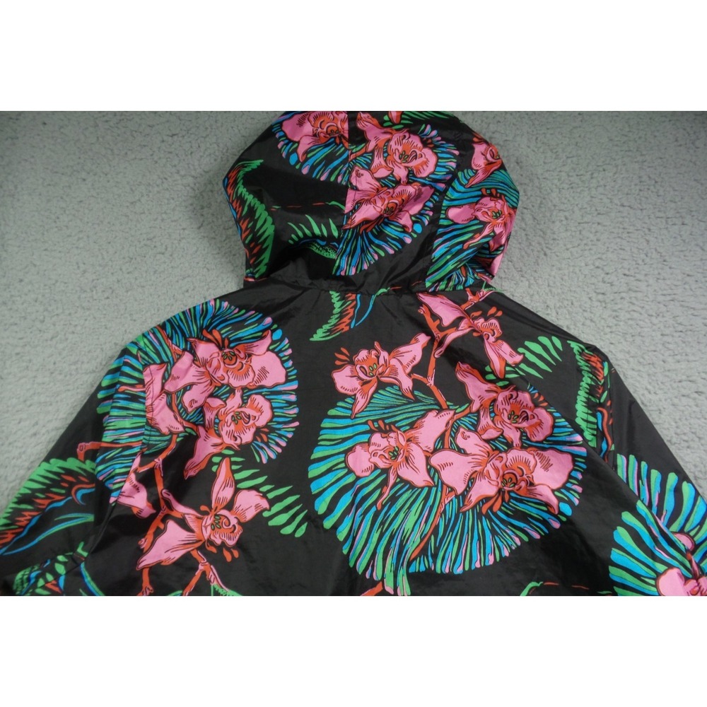 Levis Jacket Womens Size Medium Black Floral Pullover 1/4 Zip Hooded Windbreaker - Picture 9 of 15